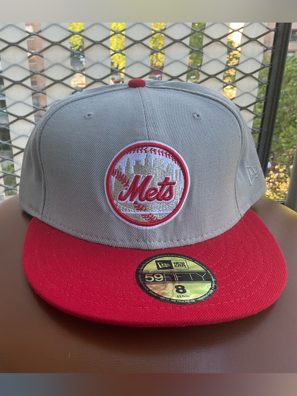 New Era NY Mets Fitted- Gray and Red